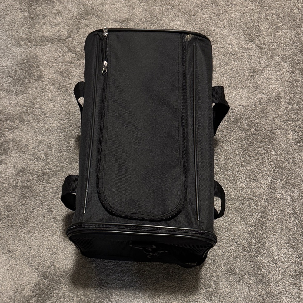 Compact Black Small Pet Carrier with Multiple Carry Handles